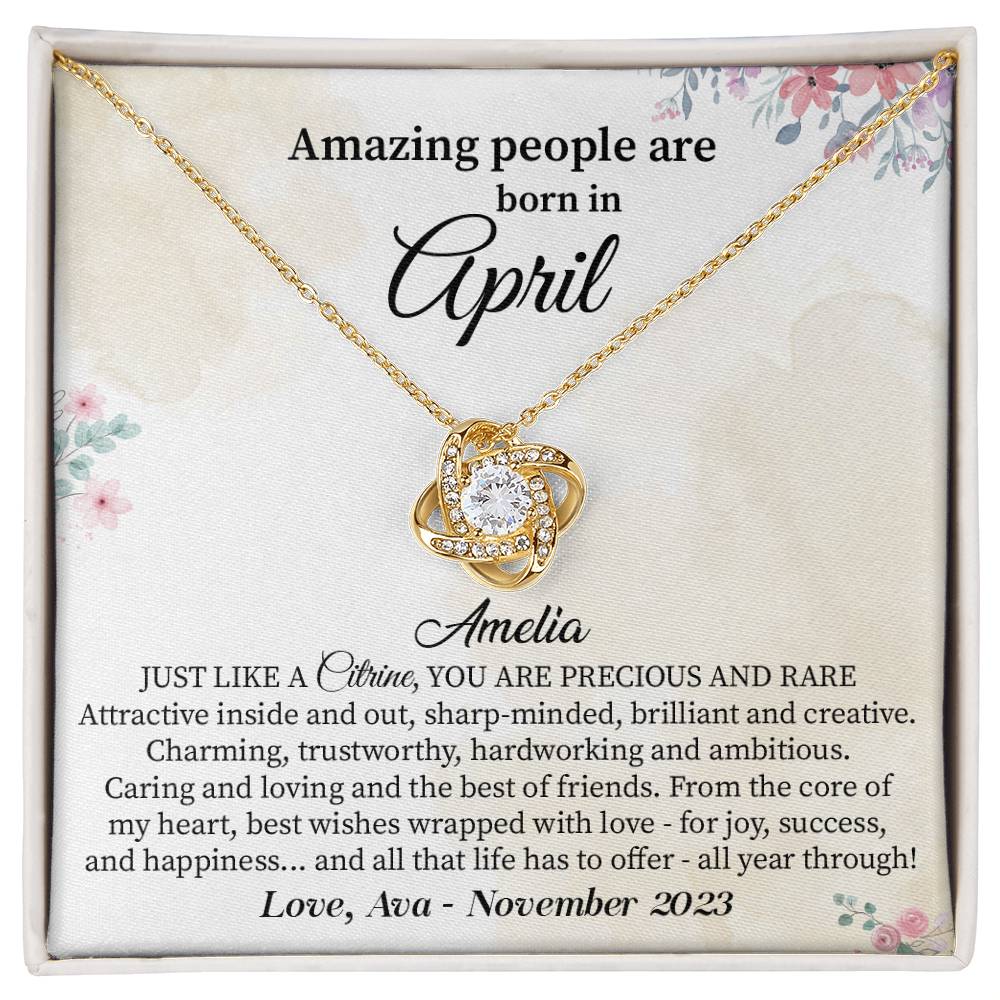 April Birthday Gift for Her – Citrine Message Necklace