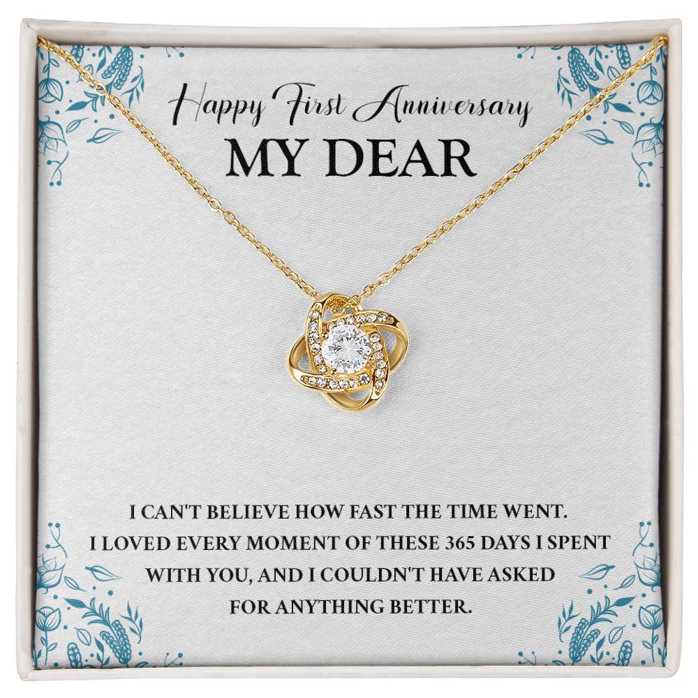 First Anniversary Necklace Gift for My Dear 365 Days of Love Message Card