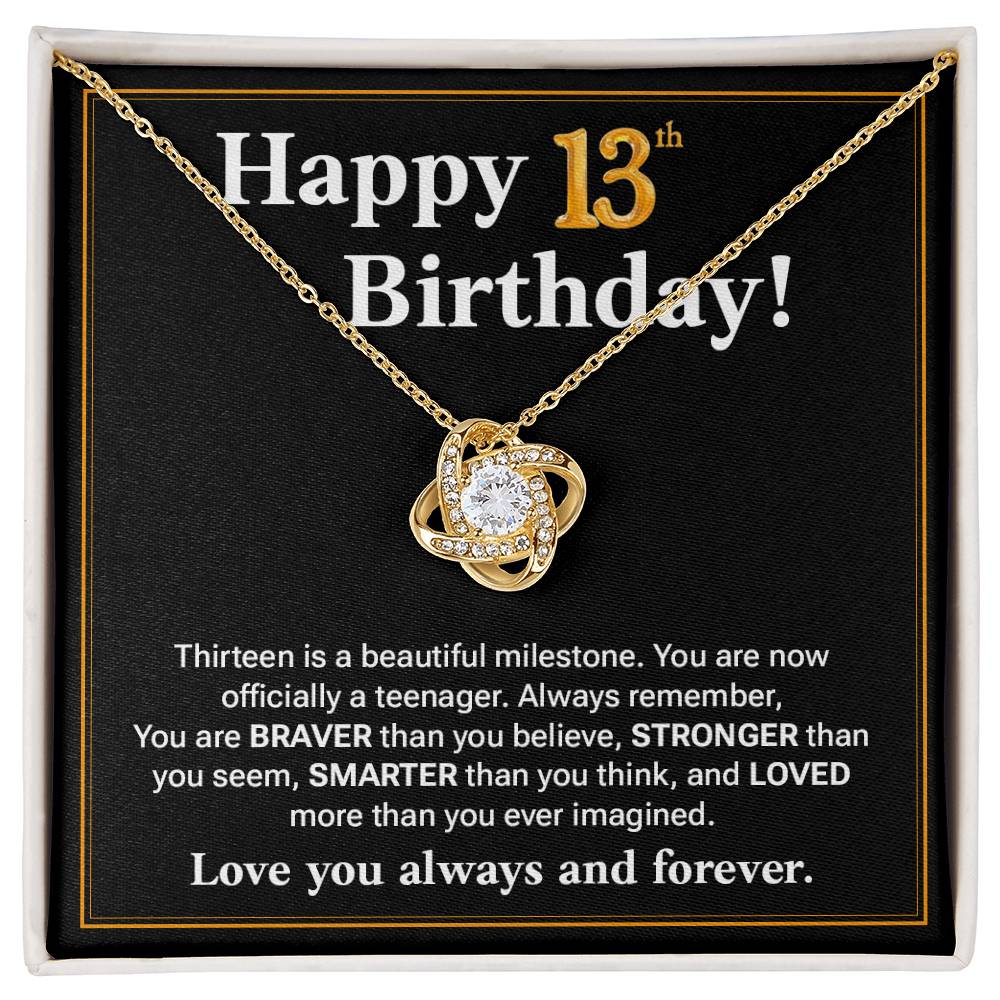 13th Birthday Necklace Gift for Teen Girl – Braver Stronger Loved