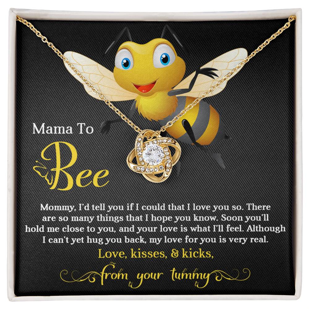 Mama To Bee Necklace For Mothe's Day Jewelry For Mom, Gift For Mommy From Baby Bump, Pregnancy Gift For Mommy Love Knot Necklace With Meaningful Message Card And Box.