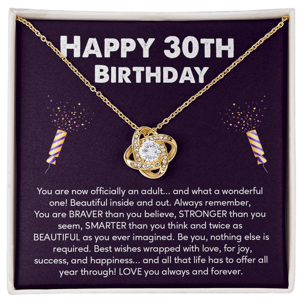 30th Birthday Gift Necklace for Her – Message Card & Gift Box