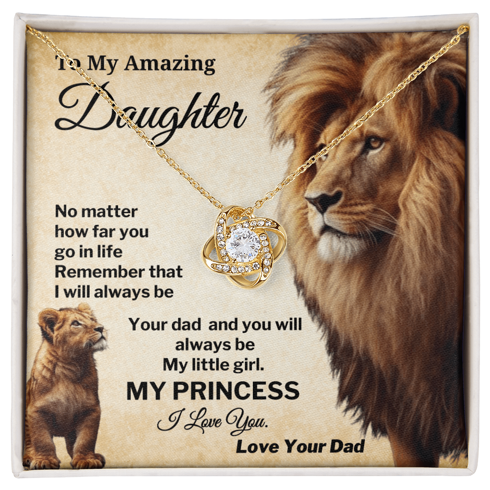 Gift for Daughter from Dad Love knot Necklace with My Princess Message Card