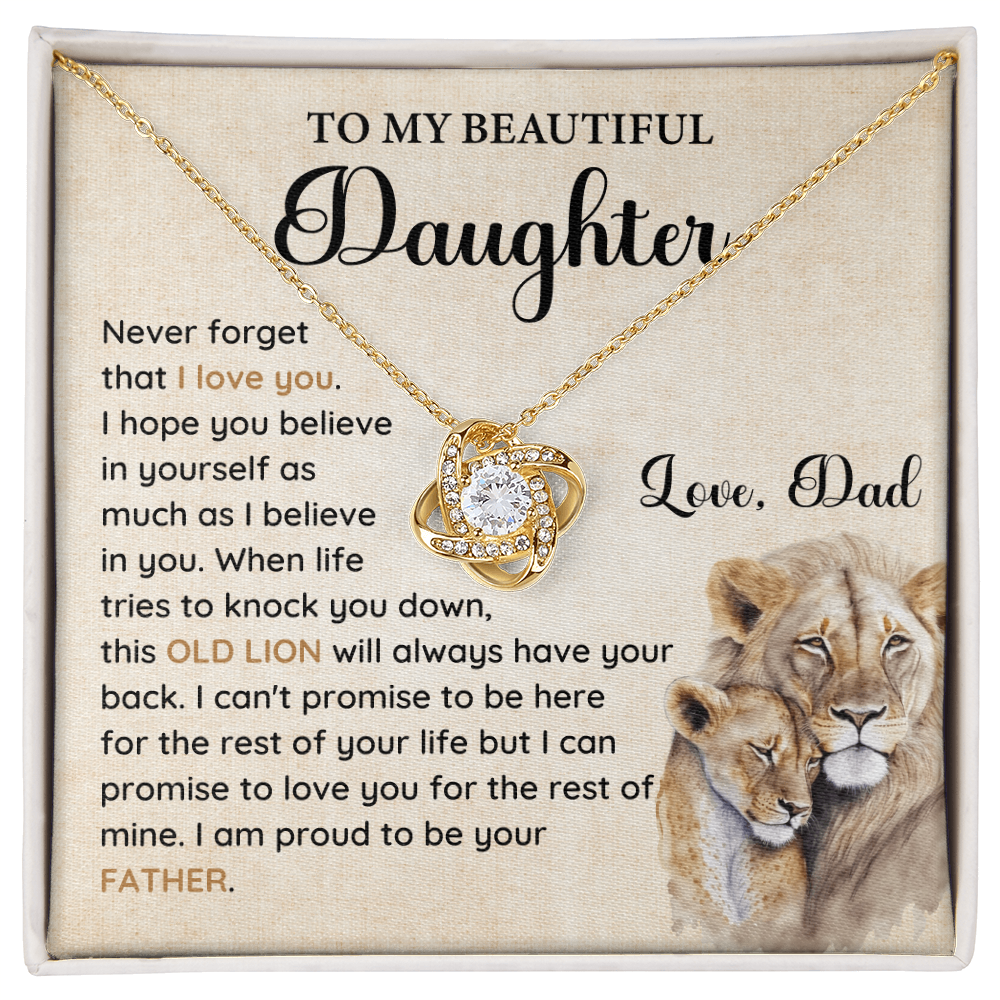 Lion Dad to Daughter Necklace Gift with Message Card
