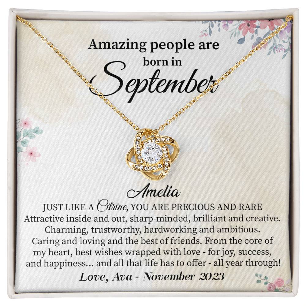 September Birthday Necklace Gift for Her – Citrine-Inspired Jewelry