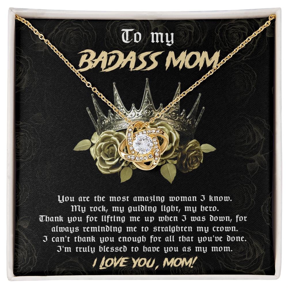 Badass Mom Necklace Gift with Crown Message Card – Fierce & Loving