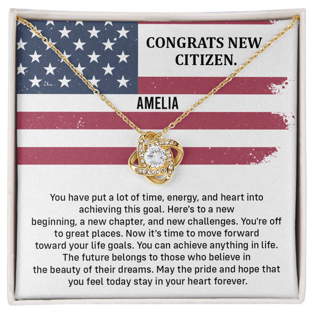 Congrats Necklace For New U.s. Citizen Amelia Necklace For New U.s. Citizen Necklace With Citizenship Message Gift For Citizenship Milestone Necklace For Official U.S Citizen Gift For American Citizenship Success Necklace For US Naturalization Celebration