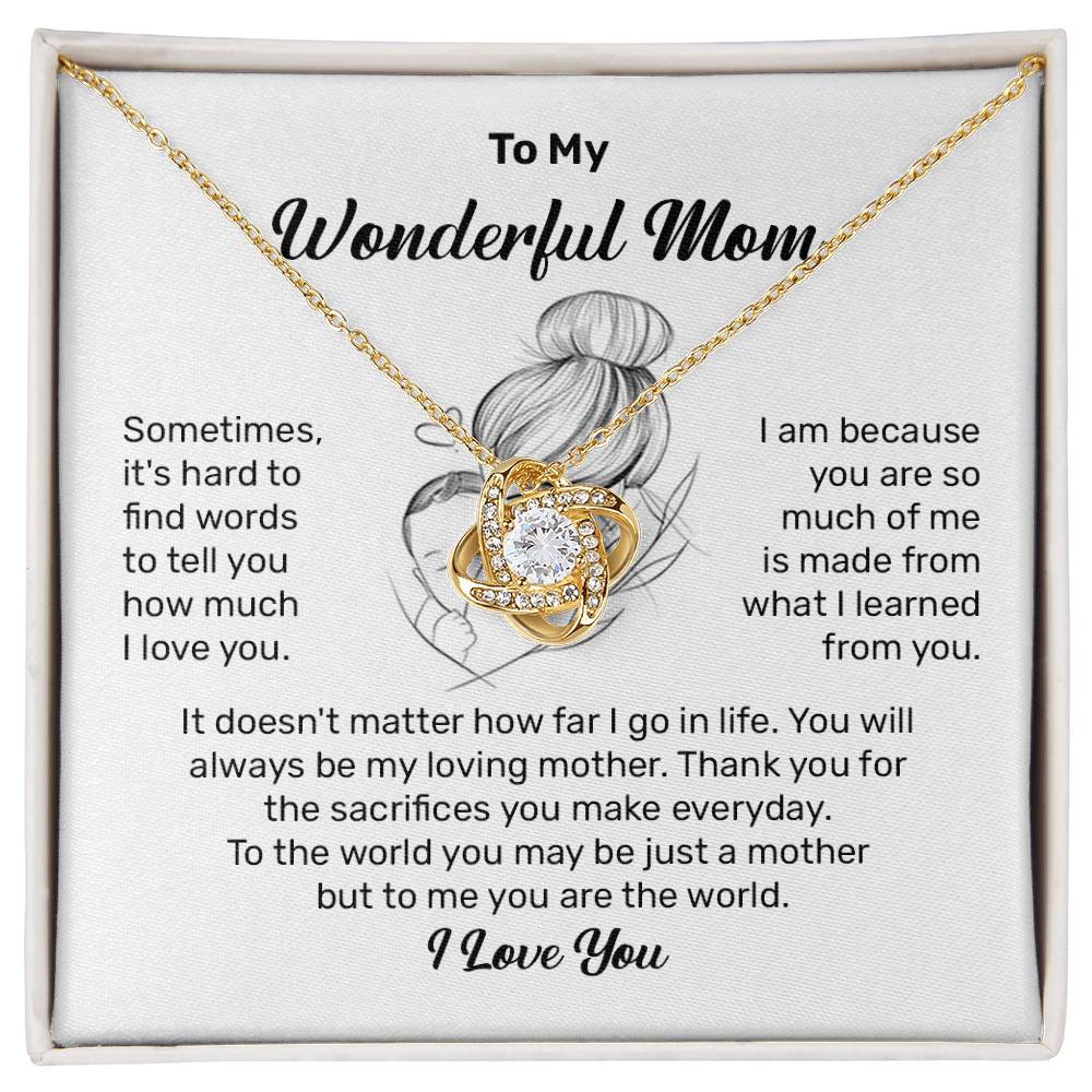 To My Wonderful Mom Heartfelt Necklace For Her Loving Jewelry For Mother's Day Thank You Gift Sentimental Necklace For Care Loving Pendant For A Cherished Bond Sentimental Pendant Appreciation Necklace For Her Thoughtful Necklace For Love And Support