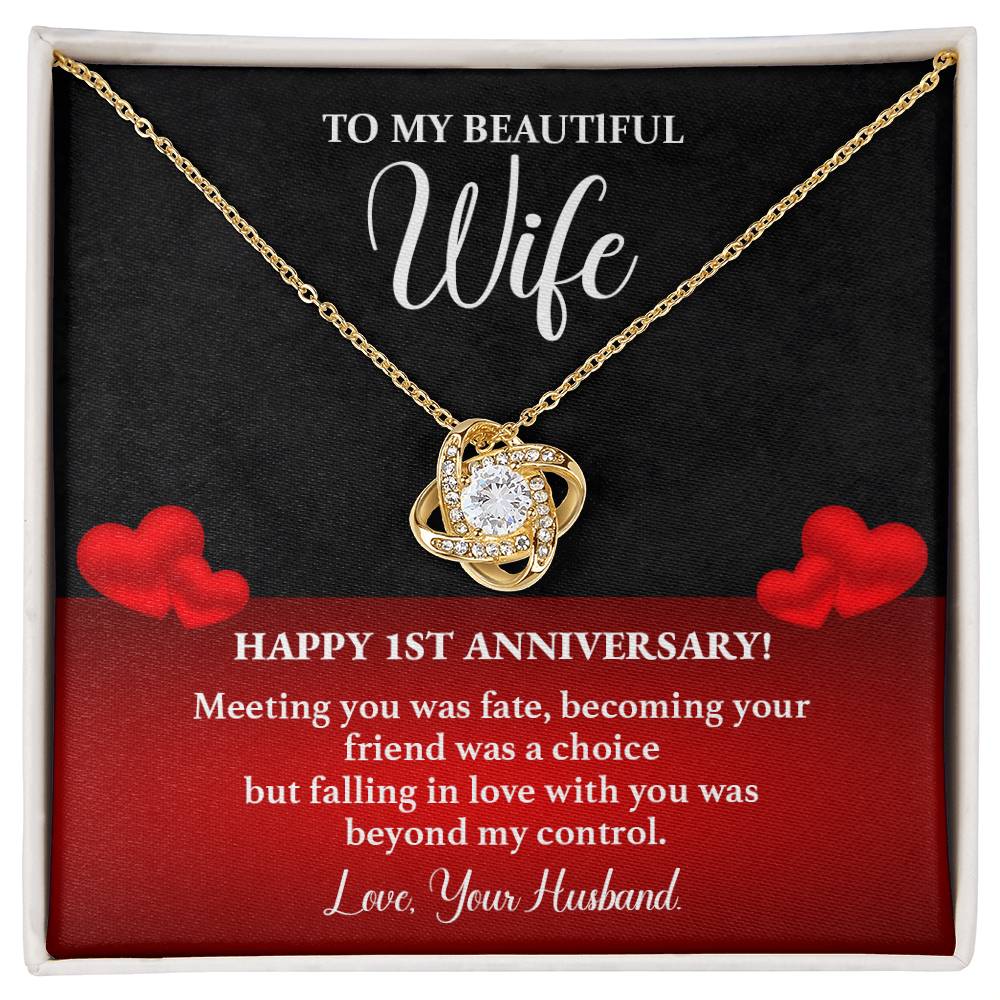 1st Anniversary Necklace for Wife Romantic Gift with Message Card