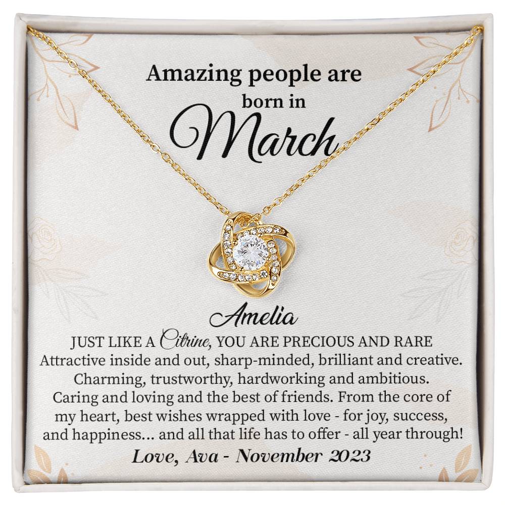 March Birthday Gift for Her – Elegant Necklace with Message Card