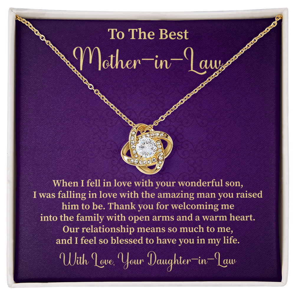 Mother-in-Law Necklace Gift from Daughter-in-Law - Pendant with Blessing Message Card