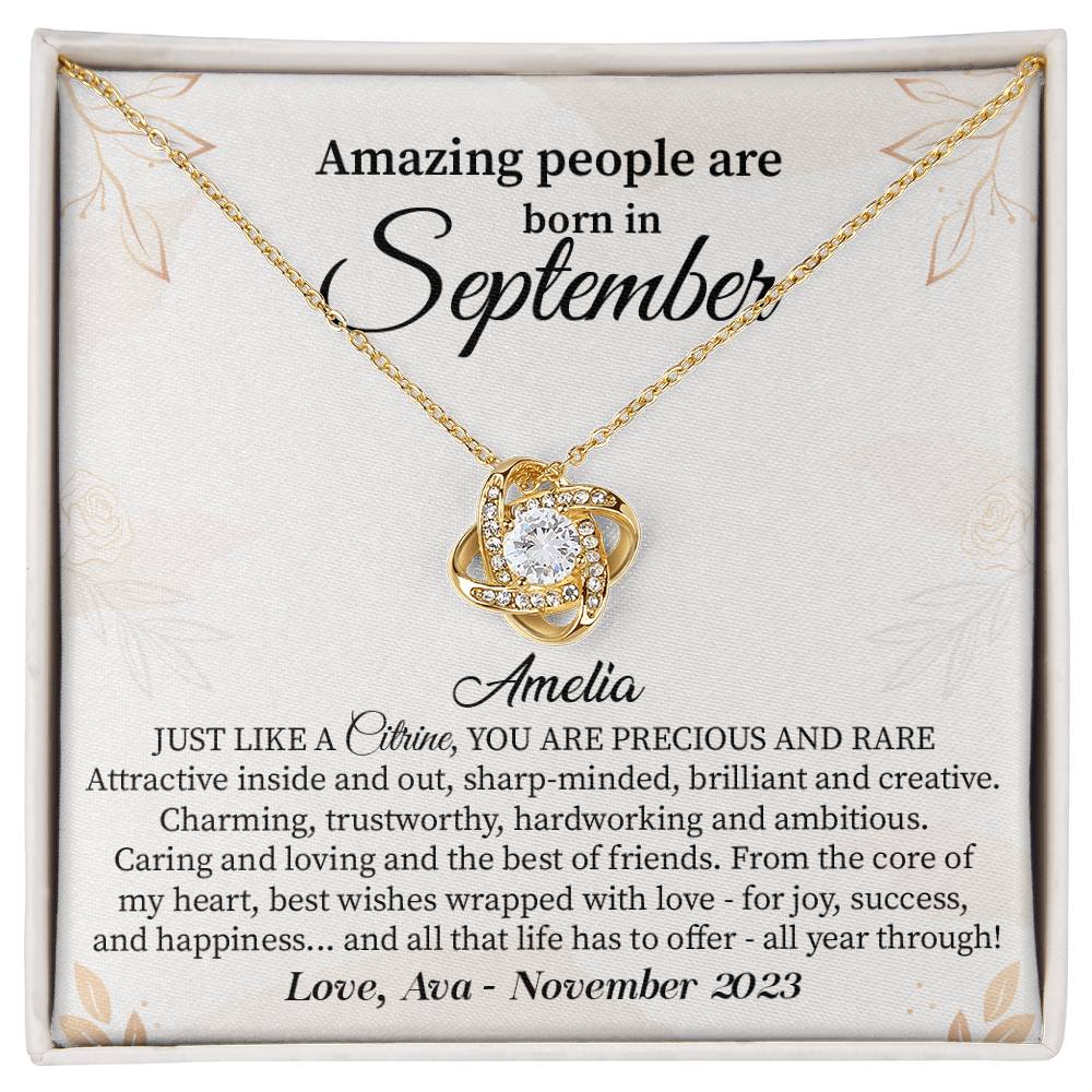 September Birthday Gift for Her – Necklace with Gift Card