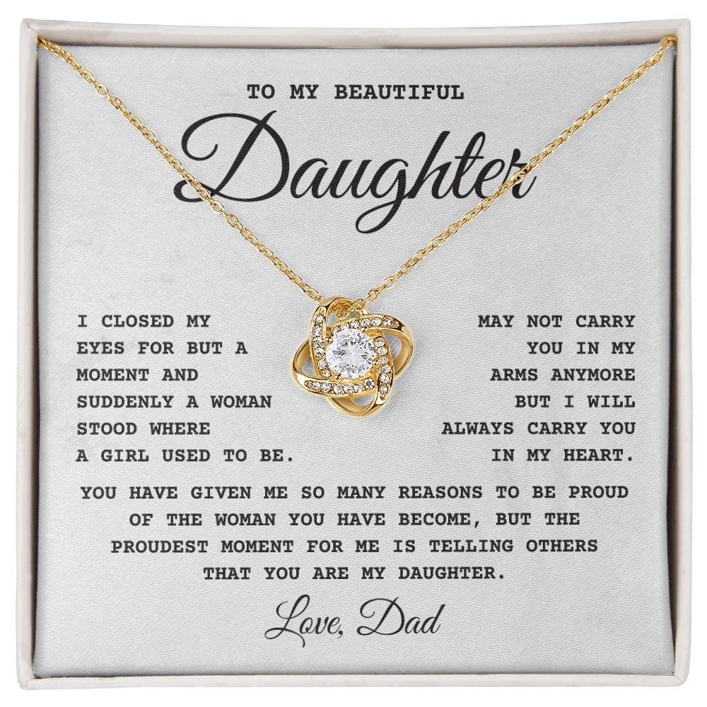 Daughter Necklace Gift from Dad – Message Card Jewelry Box