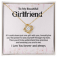 To My Beautiful Girlfriend Necklace Romantic Jewelry Gift with Message Card