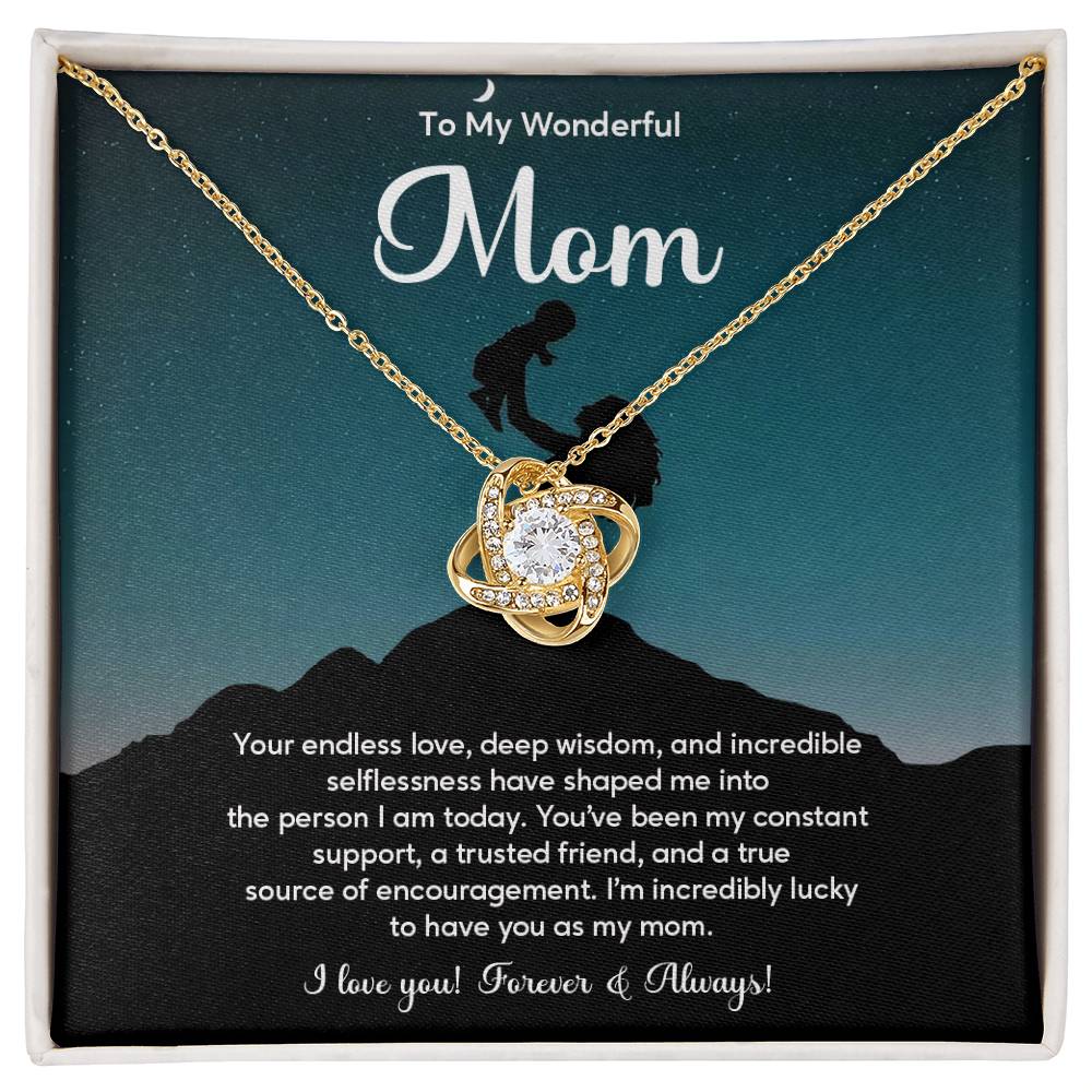 To My Wonderful Mom Elegant Jewelry Thoughtful Necklace For Love And Care Sweet Gift For Lifelong Support Sentimental Jewelry Heartfelt Necklace For Lifelong Bond Thank You Pendant For Support Sentimental Necklace Thank You Gift