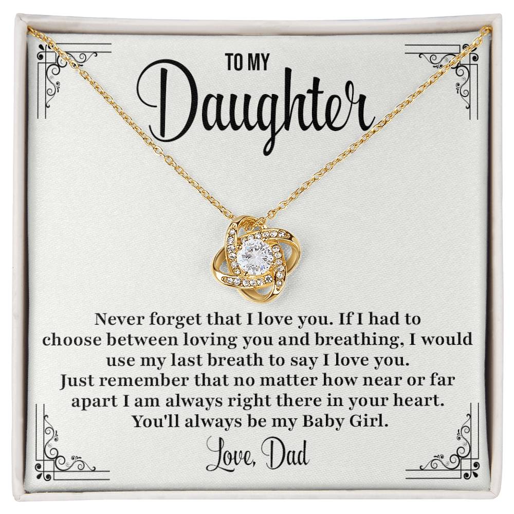 To My Daughter Necklace Gift from Dad – Breath Quote Message