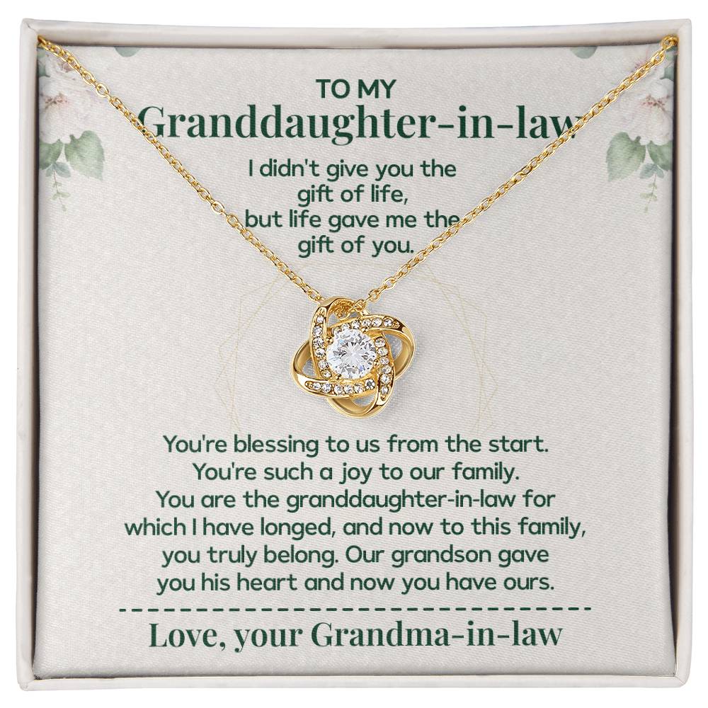 To My Granddaughter-in-law - Necklace Gift Family Is Made From Love, Not Genes Thank You For Making My Grandson Feel Complete Heartfelt Jewelry To Celebrate Our Family Bond Heartfelt Jewelry For Granddaughter-in-law Love And Family Necklace Gift