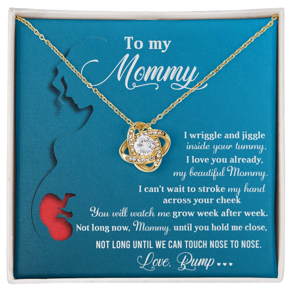 To My Mommy Necklace For Mothe's Day Jewelry For Mom, Gift For Mommy From Baby Bump, Pregnancy Gift For Mommy Love Knot Necklace With Meaningful Message Card And Box.