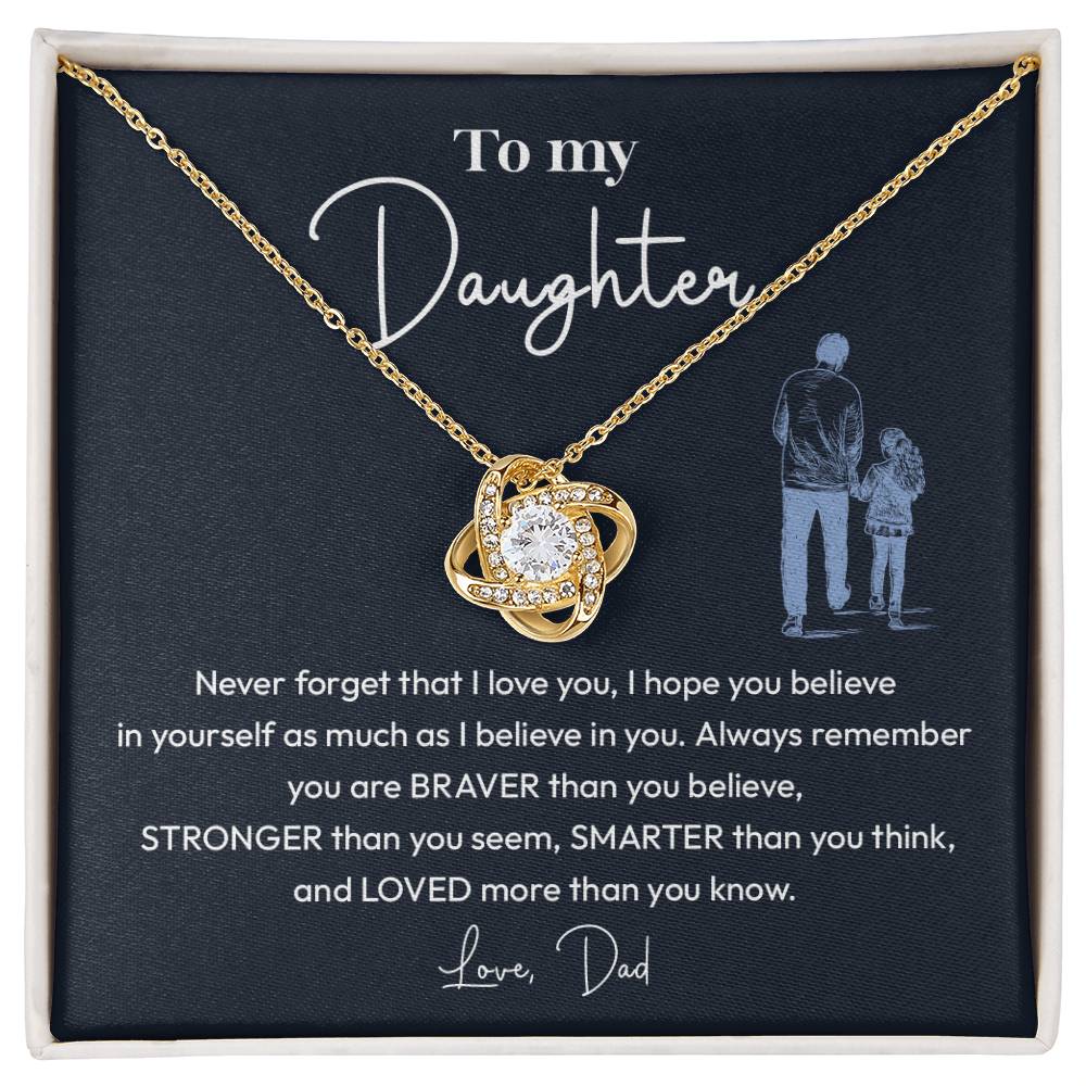 Daughter Necklace from Dad – Braver Smarter Loved Jewelry Gift