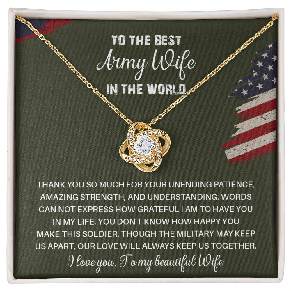 To The Best Army Wife In The World  Best Army Wife Jewelry Unwavering Support Necklace Thank You Jewelry For Wives Unique Gift For Military Spouses My Beautiful Wife Jewelry Romantic Gift For Army Wives Meaningful Gift For Military Wives