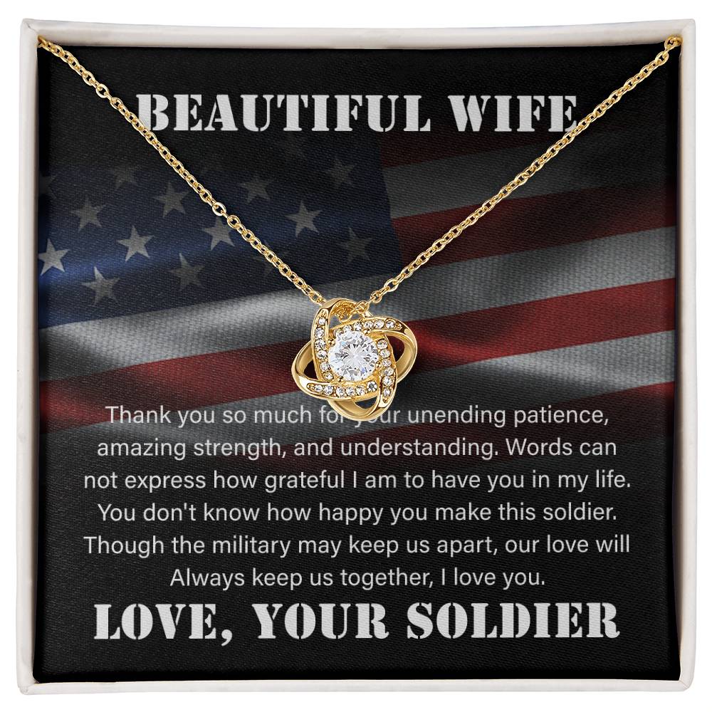 Beautiful wife Love Soldier Love knot Necklace