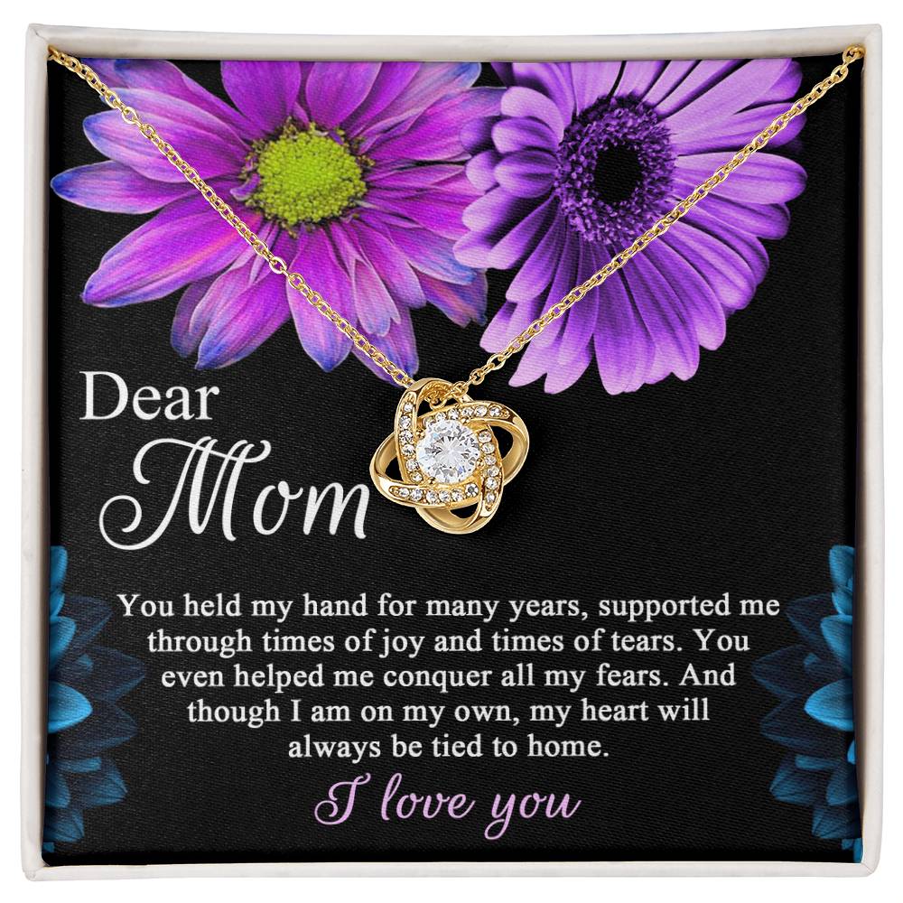 Dear Mom Love Knot Necklace Gift For Her Birthday  Anniversary, Mother's Day, Mama Necklace From Daughter, Mom Birthday Gift From Son, Necklace Jewelry With Massage Card And Elegant Box.