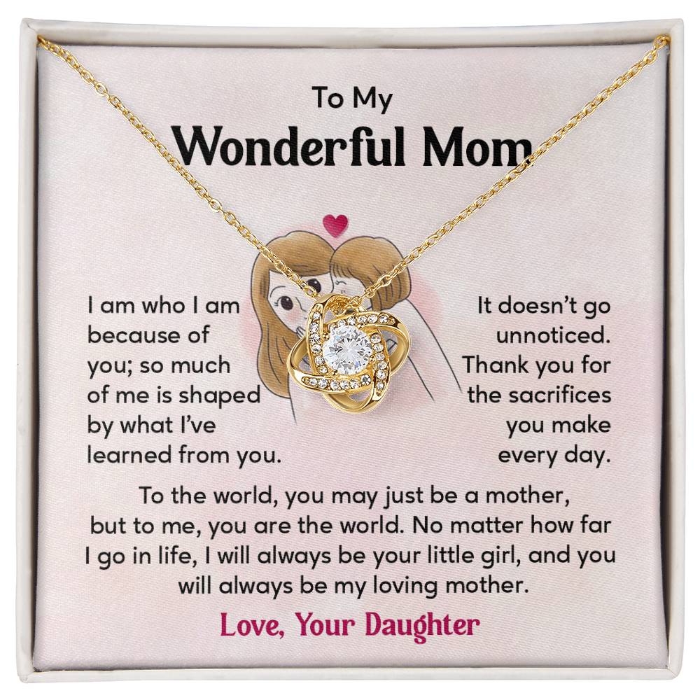 To My Wonderful Mom, Wonderful Mom Pendant Heartfelt Necklace For Her Thank You Gift For Sacrifice Sentimental Necklace For Love Loving Pendant Sentimental Pendant Appreciation Necklace For Her Special Pendant For A Mother Love Loving Pendant For Support