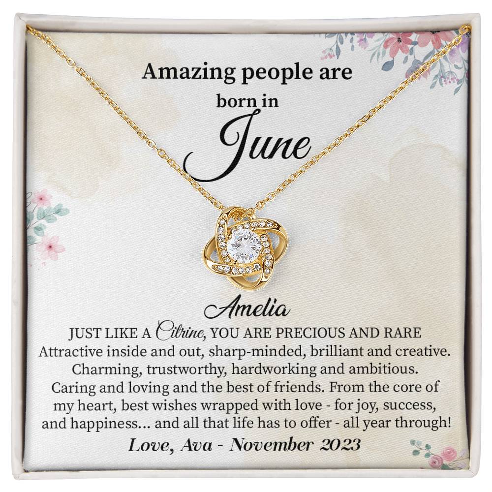 June Birthday Necklace Gift for Her – Elegant Message Card