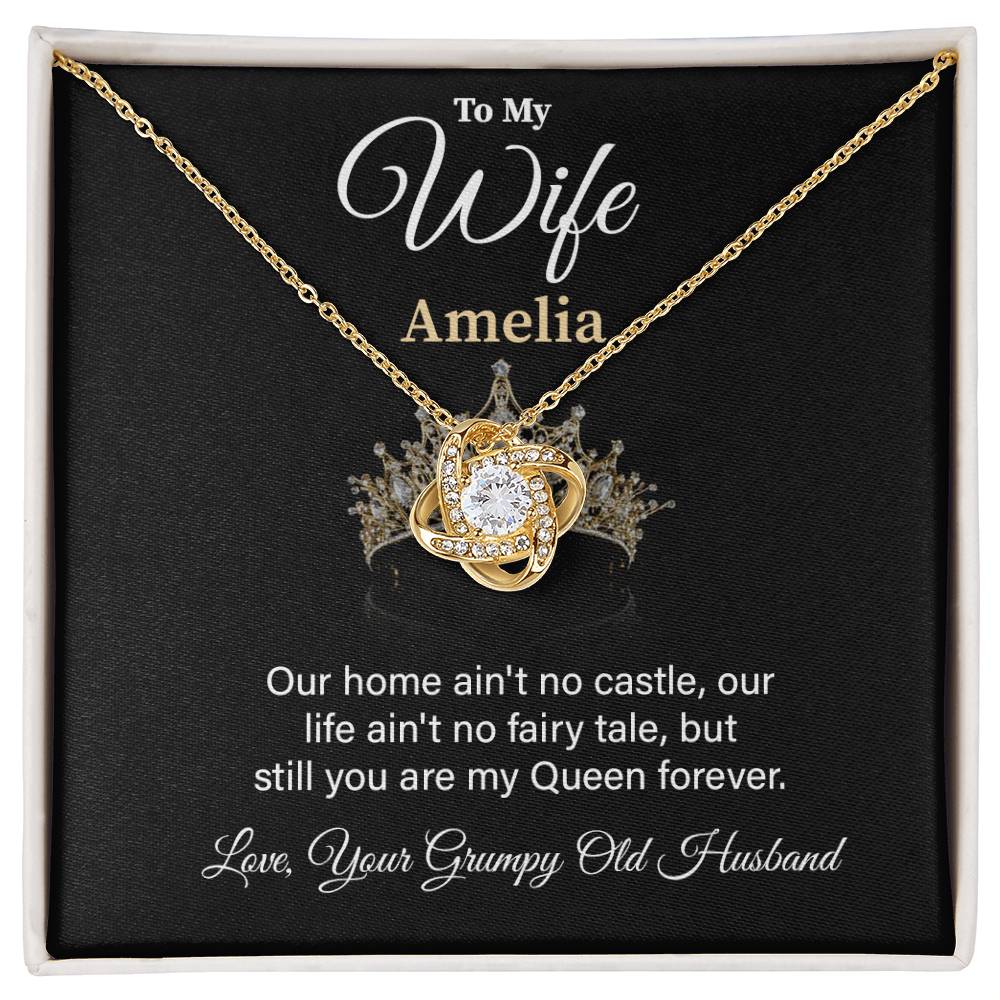 To My Wife Amelia Necklace – Romantic Jewelry Gift From Your Grumpy Old Husband, Celebrating Love And Your Forever Queen