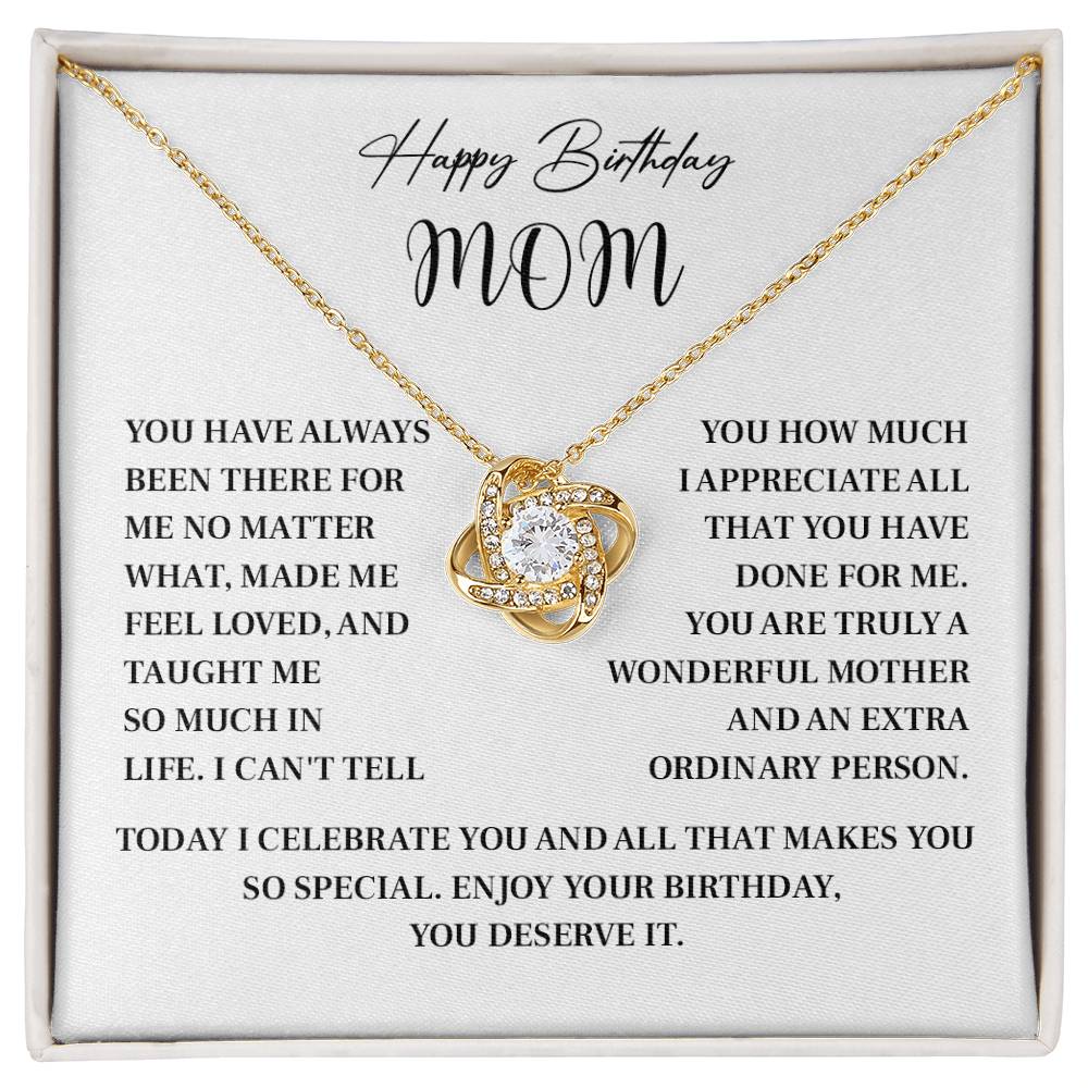 Happy Birthday Necklace Gift for Mom with Sentimental Message Card