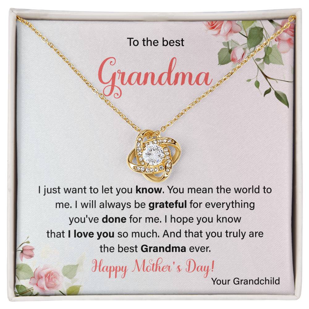 To The Best Grandma Grandmother Appreciation Necklace Love From Grandchild Gift Happy Mother’s Day For Her Sentimental Grandma Necklace Heartfelt Message For Old Lady Thank You Gift Gift For Special Person