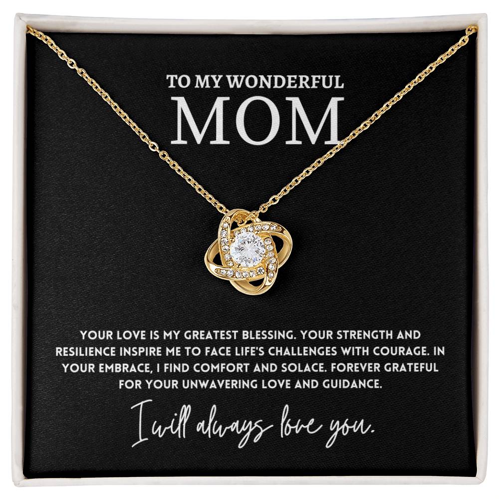 To My Wonderful Mom, Greatest Blessing Necklace Gift Love And Guidance Engraved Jewelry Best Mother's Day Unwavering Love Jewelry Gift Strength And Love Mother’s Day Jewelry Gift Unique Necklace Necklace Gift From Daughter