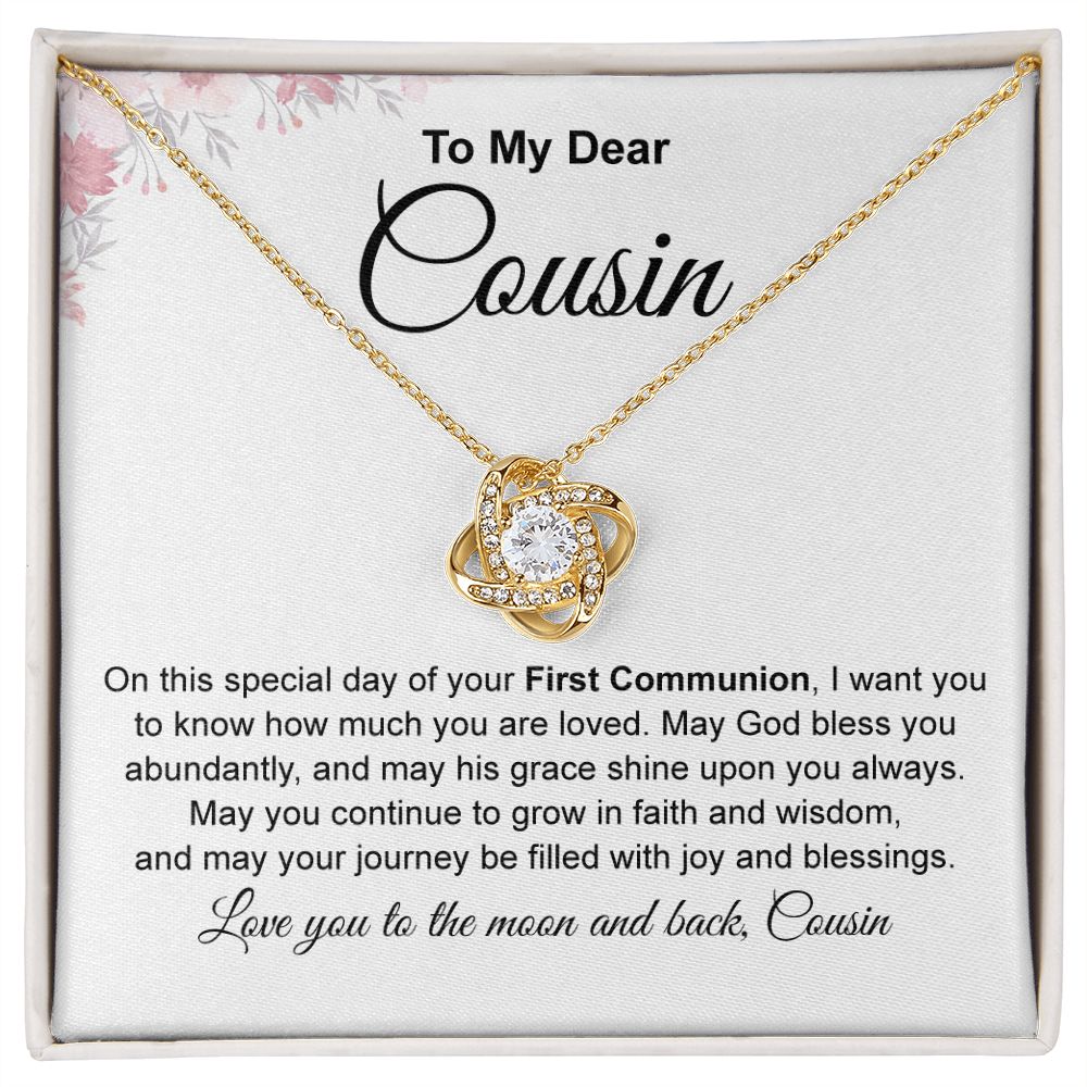 To My Dear Cousin Love Knot Necklace On First Communion