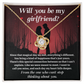 Will You Be My Girlfriend Necklace Romantic Jewelry Gift for Girlfriend with Message Card