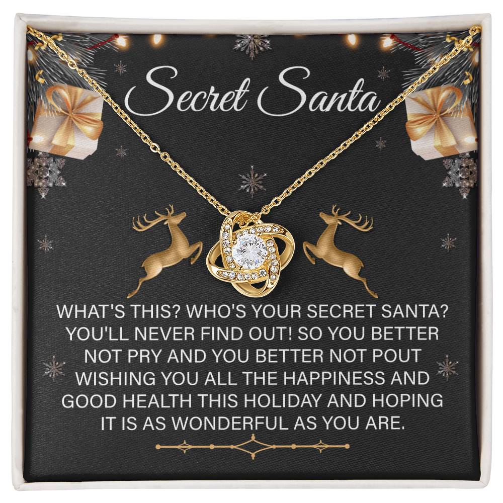 Whispers of Kindness: Secret Santa Love Knot Necklace