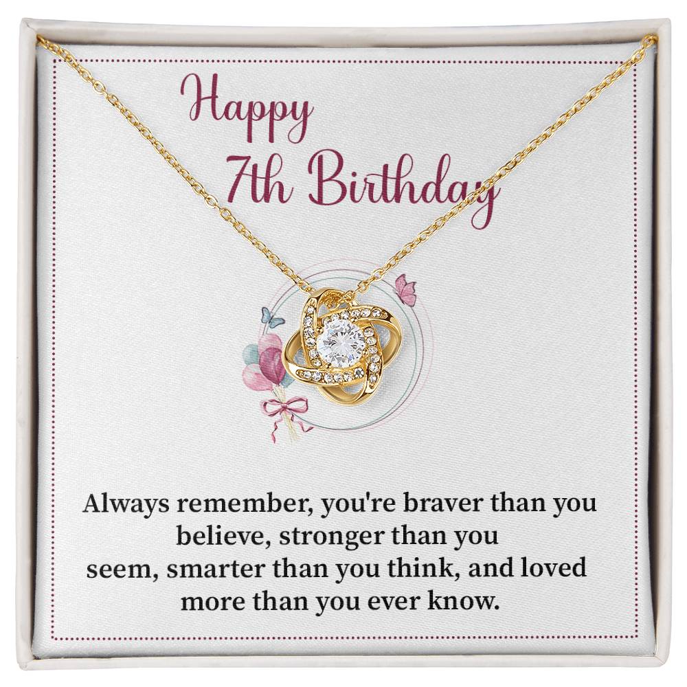 7th Birthday Necklace Gift for Girl – Sweet Message Card Jewelry