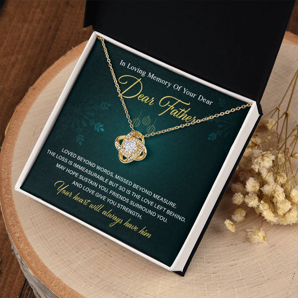 Memorial Necklace for Loss of Father with Card