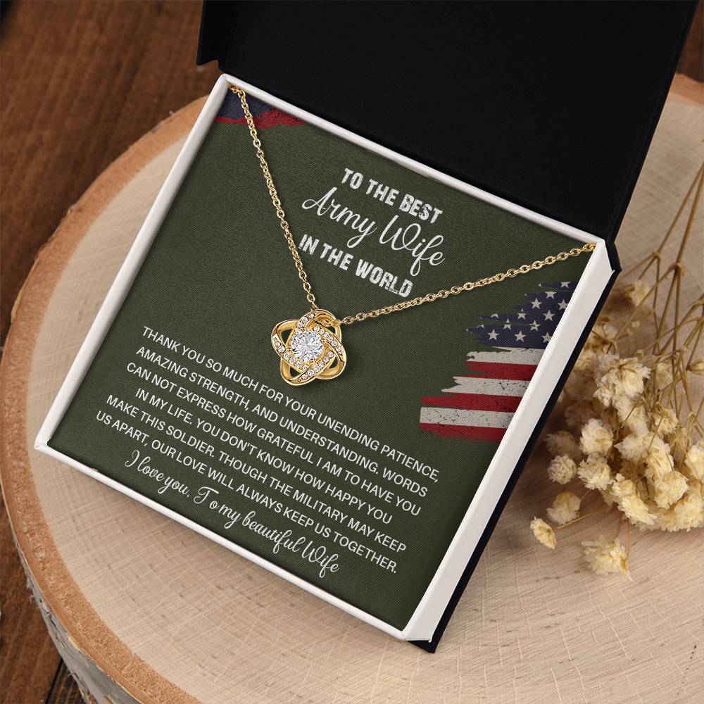 To The Best Army Wife In The World  Best Army Wife Jewelry Unwavering Support Necklace Thank You Jewelry For Wives Unique Gift For Military Spouses My Beautiful Wife Jewelry Romantic Gift For Army Wives Meaningful Gift For Military Wives