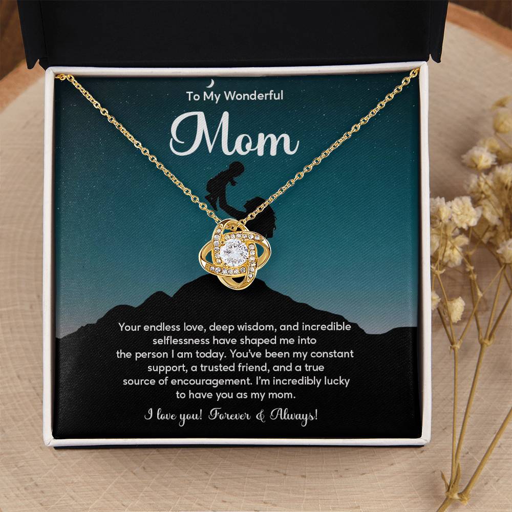 To My Wonderful Mom Elegant Jewelry Thoughtful Necklace For Love And Care Sweet Gift For Lifelong Support Sentimental Jewelry Heartfelt Necklace For Lifelong Bond Thank You Pendant For Support Sentimental Necklace Thank You Gift