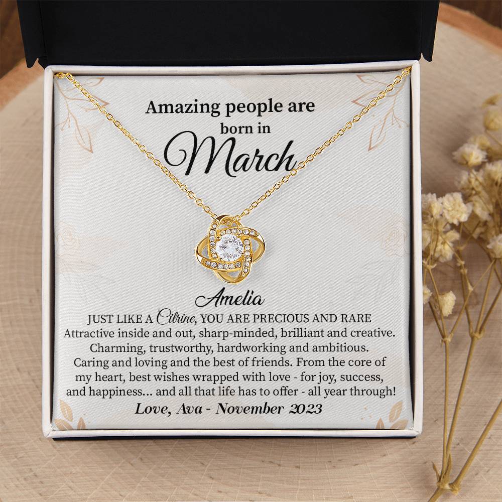 March Birthday Gift for Her – Elegant Necklace with Message Card