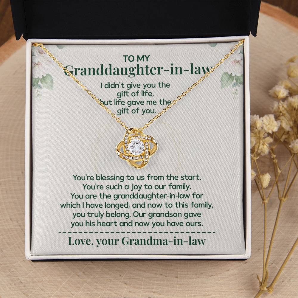 To My Granddaughter-in-law - Necklace Gift Family Is Made From Love, Not Genes Thank You For Making My Grandson Feel Complete Heartfelt Jewelry To Celebrate Our Family Bond Heartfelt Jewelry For Granddaughter-in-law Love And Family Necklace Gift