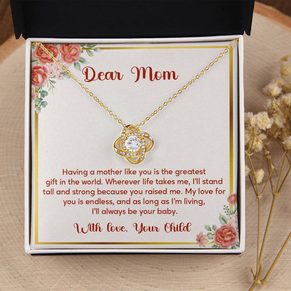 Dear Mom, Elegant Jewelry For A Cherished Bond Thoughtful Necklace For Love And Support Loving Pendant Sentimental Jewelry Loving Gift For A Cherished Heart Thank You Pendant Loving Pendant For Support Strong Jewelry For Her