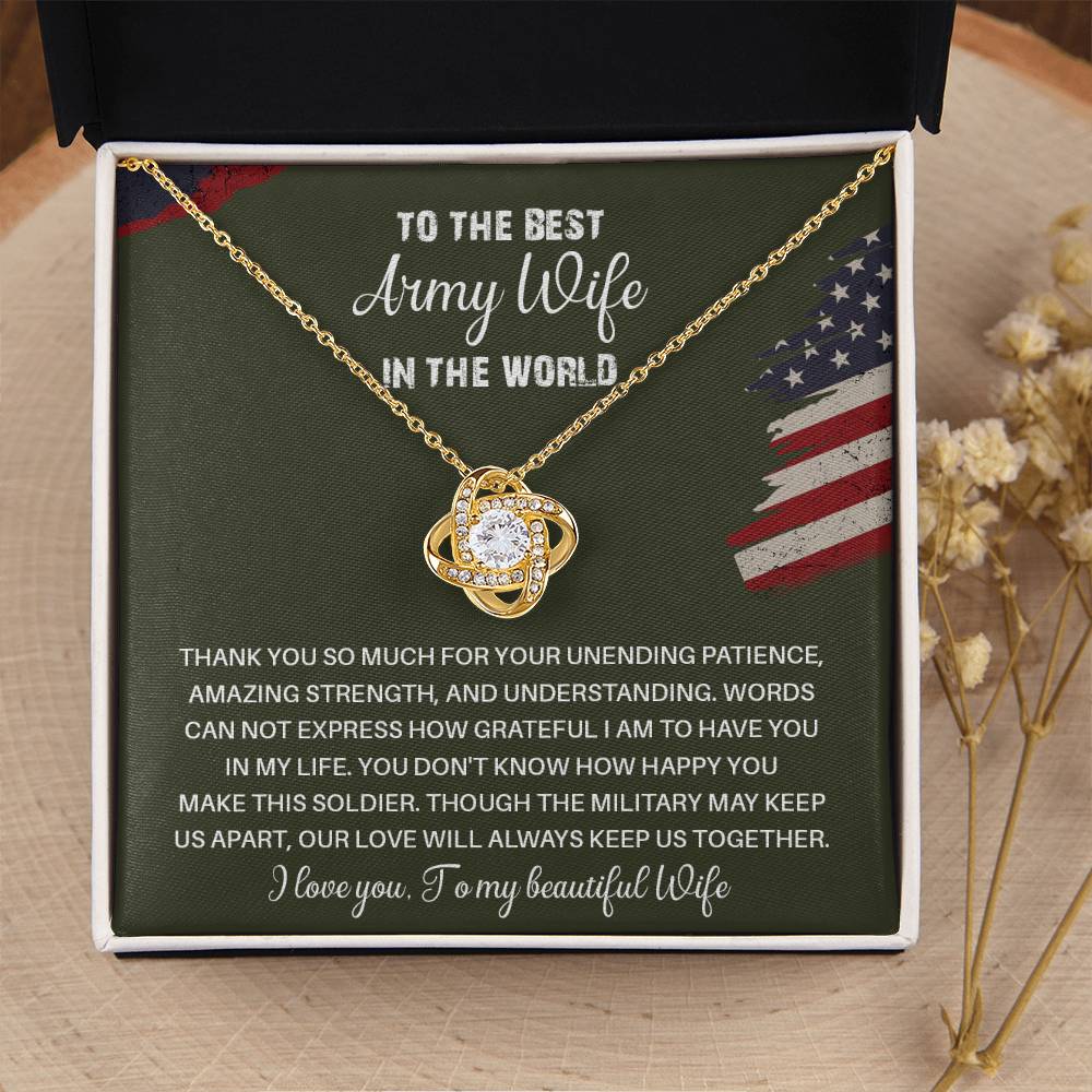 To The Best Army Wife In The World  Best Army Wife Jewelry Unwavering Support Necklace Thank You Jewelry For Wives Unique Gift For Military Spouses My Beautiful Wife Jewelry Romantic Gift For Army Wives Meaningful Gift For Military Wives