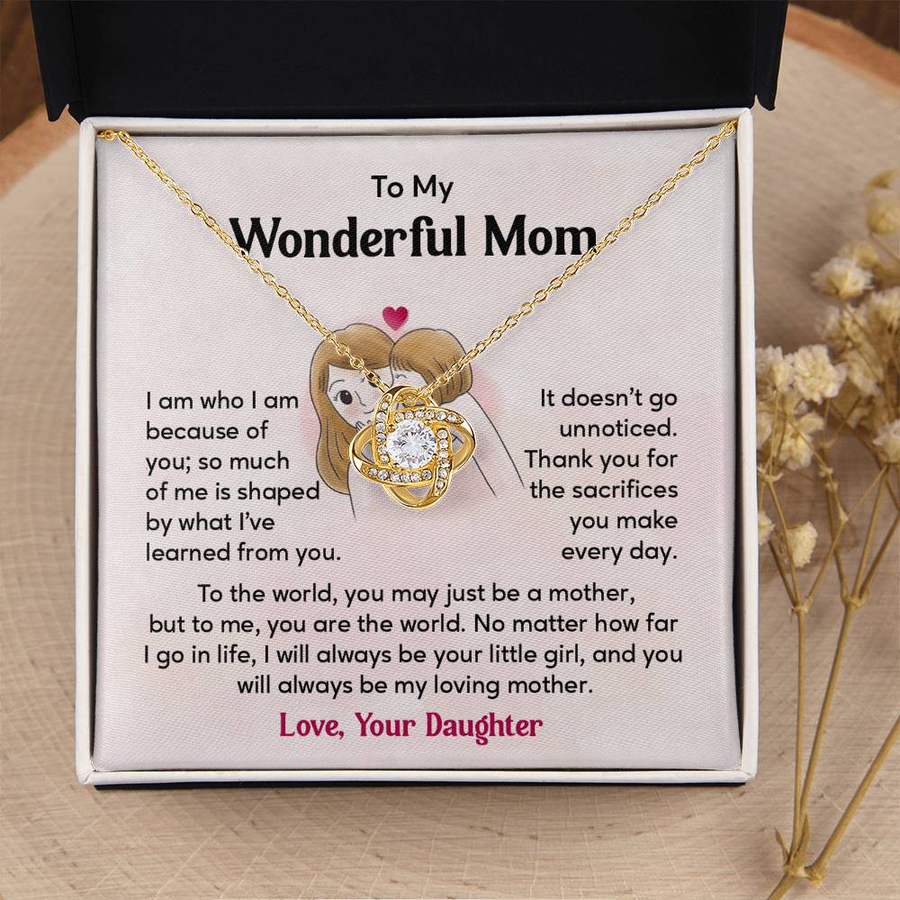 To My Wonderful Mom, Wonderful Mom Pendant Heartfelt Necklace For Her Thank You Gift For Sacrifice Sentimental Necklace For Love Loving Pendant Sentimental Pendant Appreciation Necklace For Her Special Pendant For A Mother Love Loving Pendant For Support