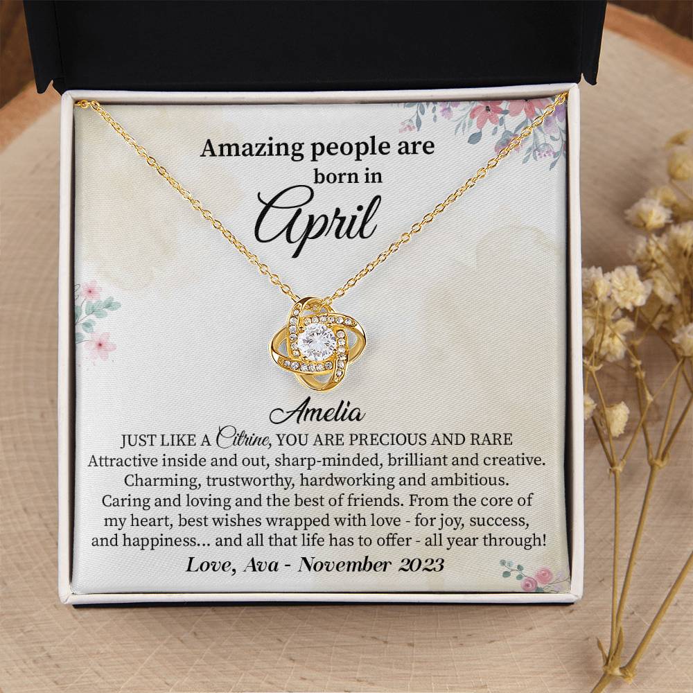 April Birthday Gift for Her – Citrine Message Necklace