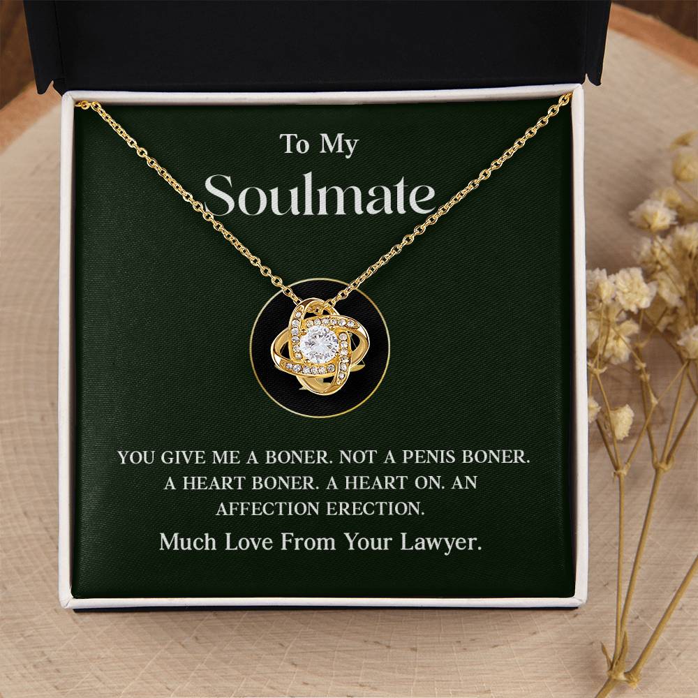 Funny Soulmate Necklace Gift from Lawyer Love Knot Box