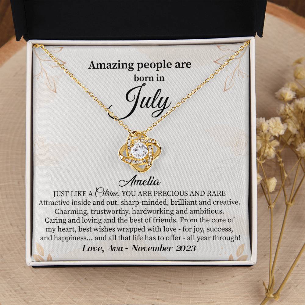 July Birthday Gift for Her – Elegant Necklace with Card