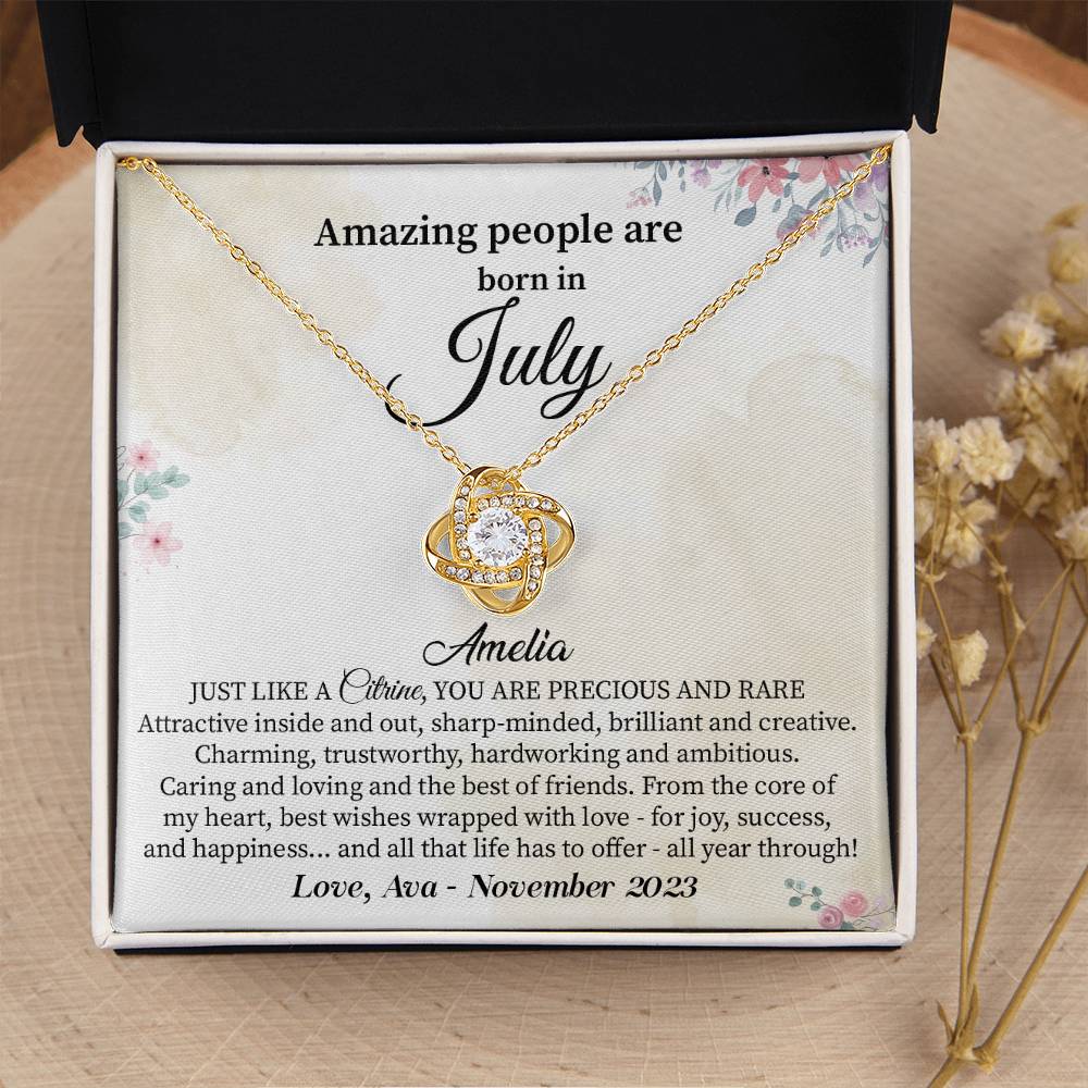 July Birthday Necklace Gift for Her – Floral Gift Box Jewelry
