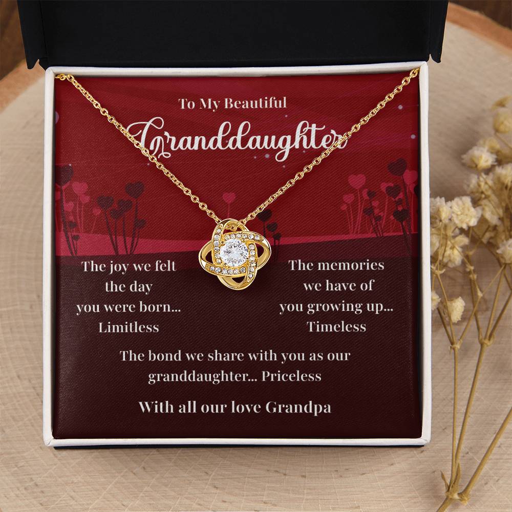 Granddaughter Necklace Gift from Grandpa with Message Card