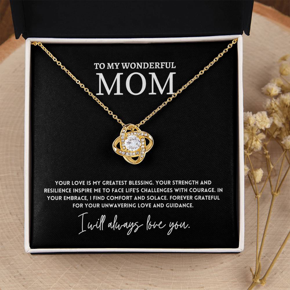 To My Wonderful Mom, Greatest Blessing Necklace Gift Love And Guidance Engraved Jewelry Best Mother's Day Unwavering Love Jewelry Gift Strength And Love Mother’s Day Jewelry Gift Unique Necklace Necklace Gift From Daughter