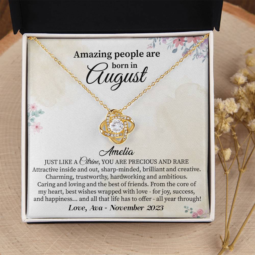 August Birthday Necklace Gift for Her – Floral Gift Box Jewelry